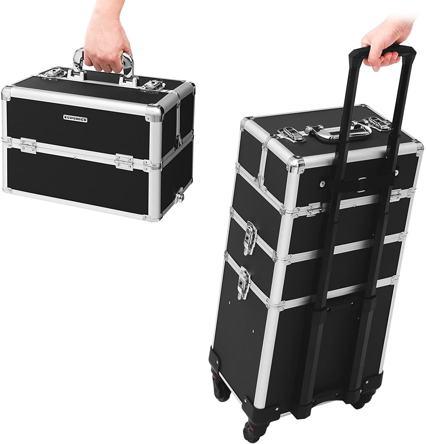 XL Make-up kuffert frisørtaske 34,8 x 25 x 71,5 cm Sort Dealproffsen